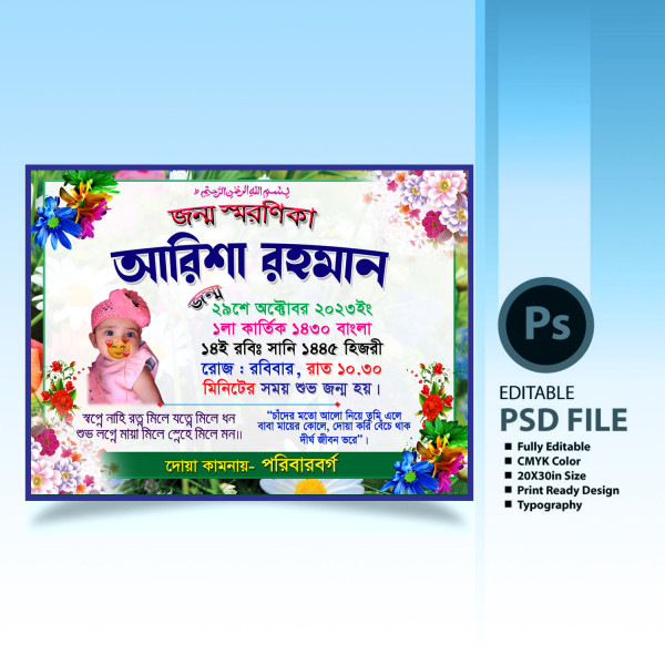 Birthday  Shoroniak, বাড্ডে সস্মরনিকা, গ্রাফিক্স ডিজাইন ফাইল