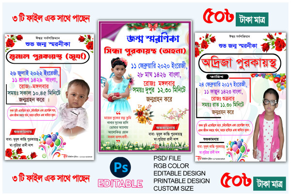 জন্ম স্মরণিকা ফ্রেম ডিজাইন – Jonmo Soronika Frame Design গ্রাফিক্স ডিজাইন ফাইল