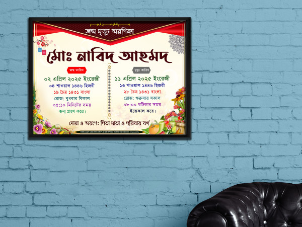 Jonmo and Mittu Soronika জন্ম ও মৃত্যু স্মরণিকা গ্রাফিক্স ডিজাইন ফাইল