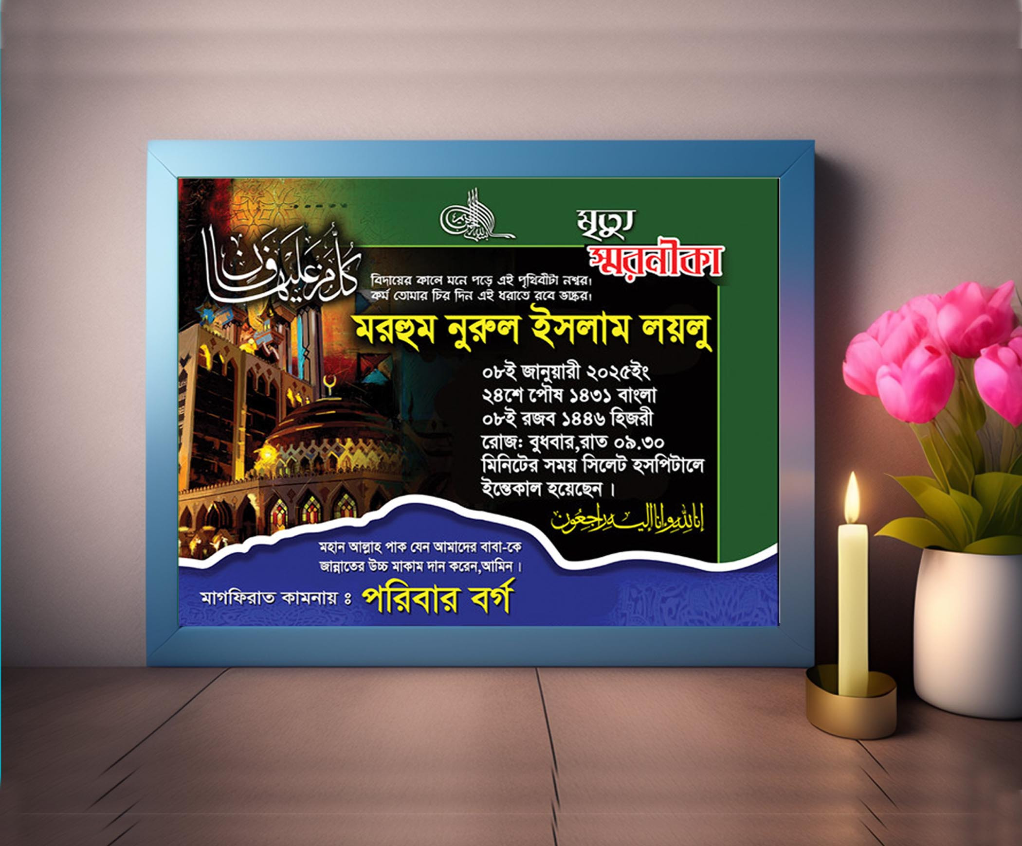 মৃত্যুর স্মরনিকা ডিজাইন, Death Frame,