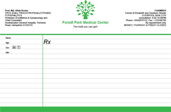 Prescription pad design গ্রাফিক্স ডিজাইন ফাইল