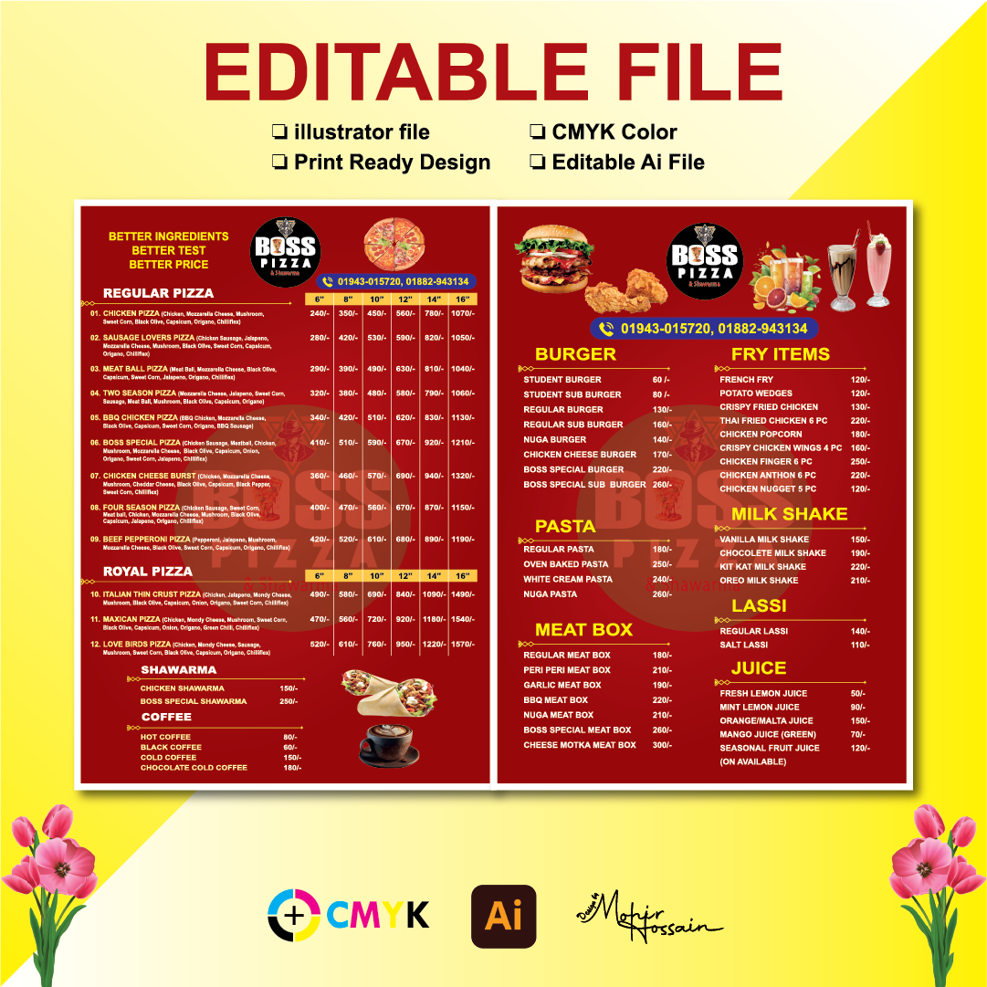 Premium Editable Restaurant Menu Design