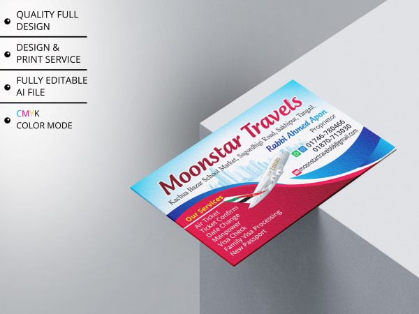 Travels Agency Visiting Card । ট্রাভেল এজেন্সি ভিজিটিং কার্ড গ্রাফিক্স ডিজাইন ফাইল