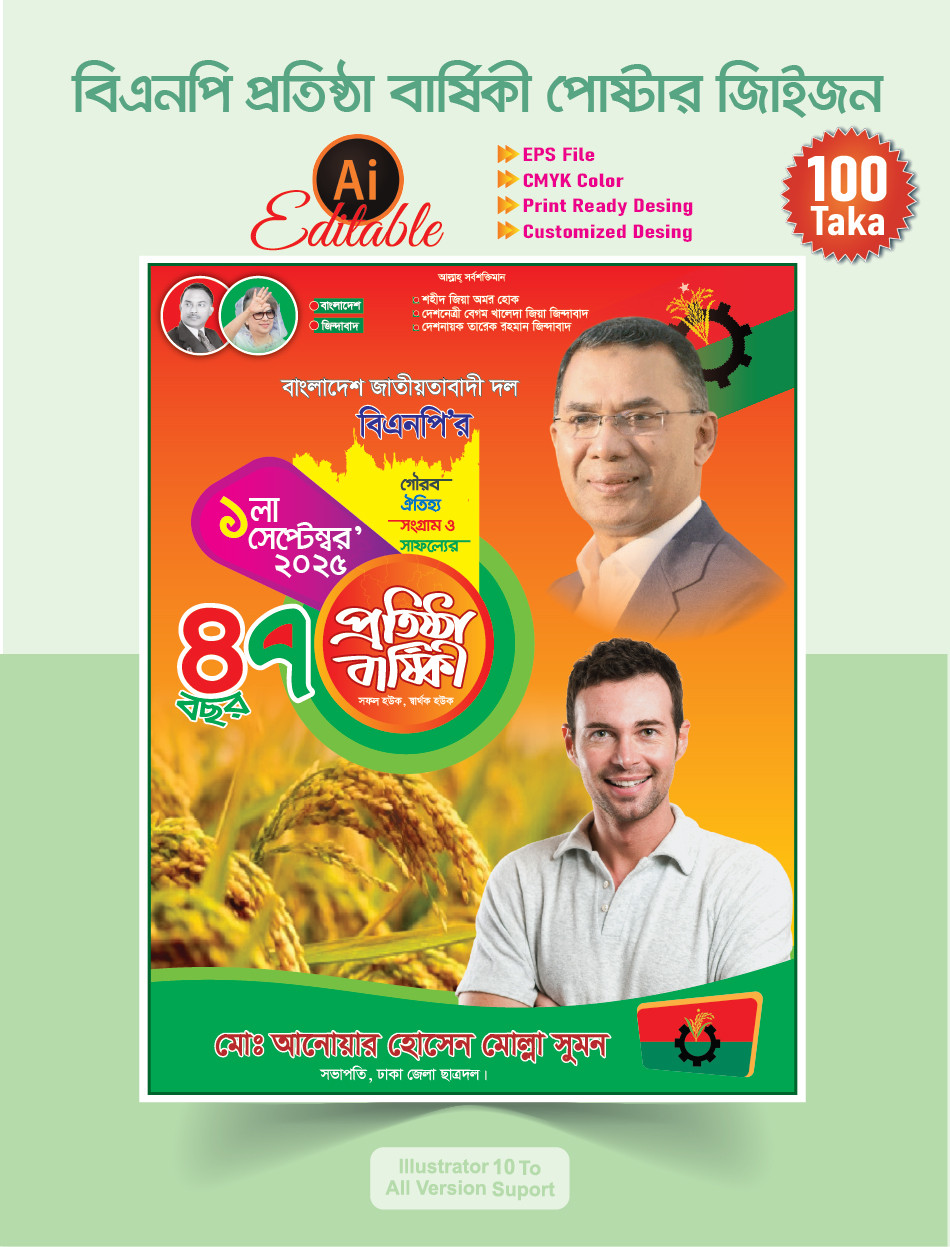 বিএনপি প্রতিষ্ঠা বার্ষিকী পোষ্টার ডিজাইন। BNP poster desing