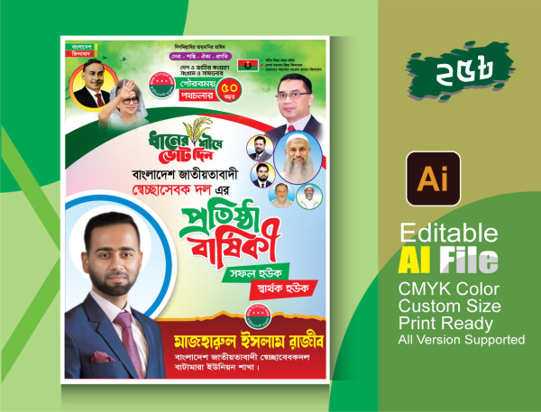 বিএনপি প্রতিষ্ঠা বার্ষিকী পোস্টার গ্রাফিক্স ডিজাইন ফাইল