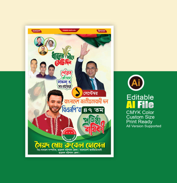 বিএনপি’র  প্রতিষ্ঠা বার্ষিকী Poster design গ্রাফিক্স ডিজাইন ফাইল