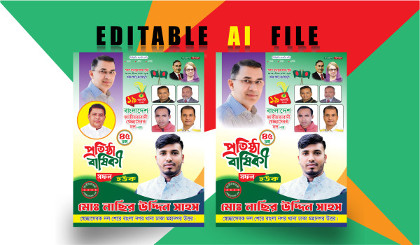 প্রতিষ্ঠা বার্ষিকী ব্যানার ডিজাইন গ্রাফিক্স ডিজাইন ফাইল