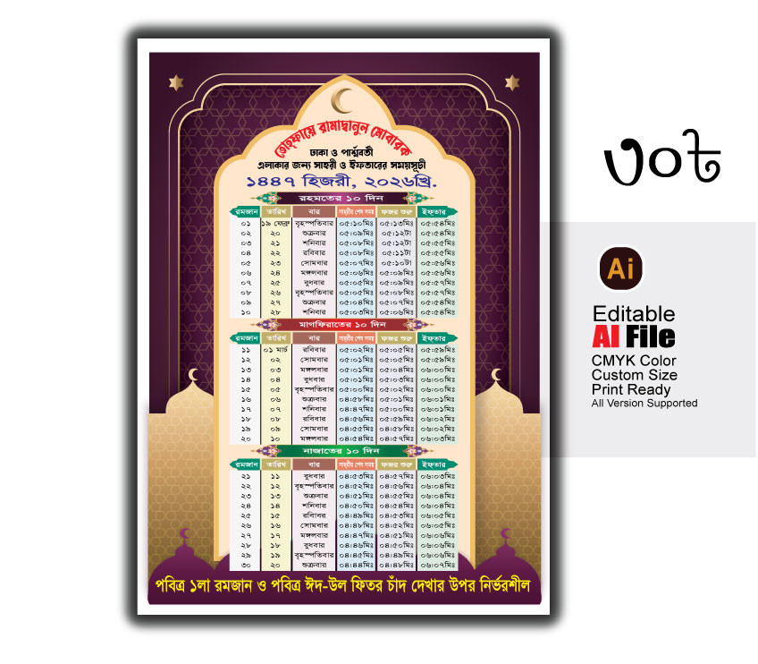 Ramadan Time, রমজানের সময় সূচি