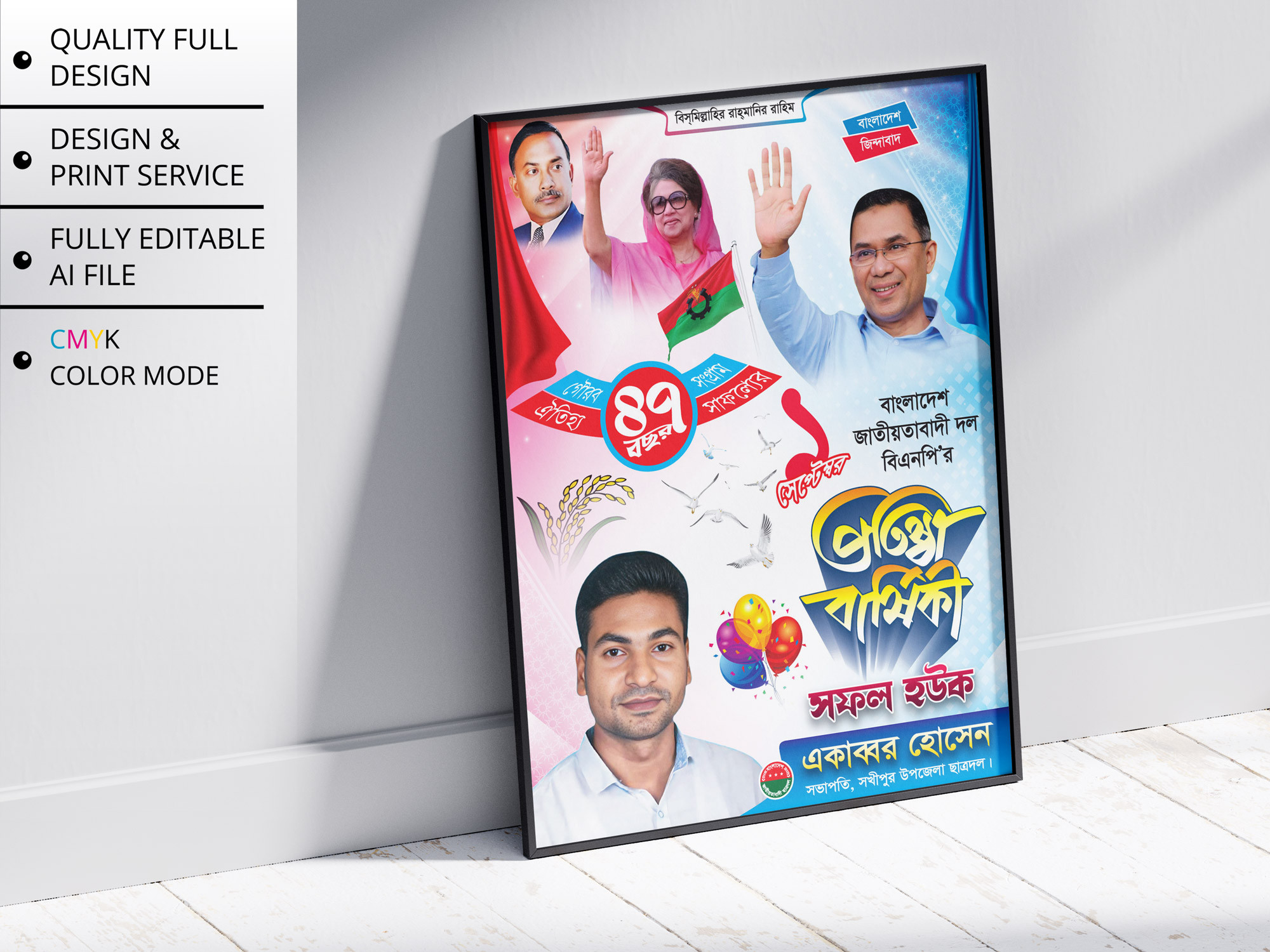 বিএনপি প্রতিষ্ঠা বার্ষিকী পোস্টার ডিজাইন । BNP Poster Design