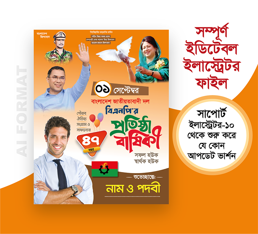 বিএনপির প্রতিষ্ঠা বার্ষিকী_BNP Protista barshiki poster