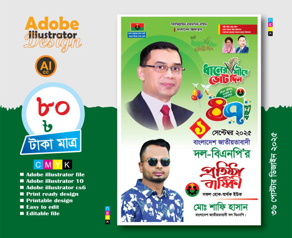 বিএনপির 47 বছর  প্রতিষ্ঠাবার্ষিকী ফেসটুন ডিজাইন গ্রাফিক্স ডিজাইন ফাইল
