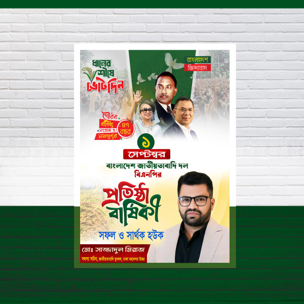 বিএনপির প্রতিষ্ঠা বার্ষিকী পোস্টার ডিজাইন গ্রাফিক্স ডিজাইন ফাইল
