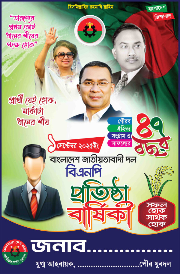 বিএনপি প্রতিষ্ঠা বার্ষিকী ব্যানার গ্রাফিক্স ডিজাইন ফাইল