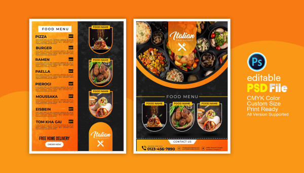 Restaurant Menu Design রেস্টুরেন্ট মেনু কার্ড ডিজাইন গ্রাফিক্স ডিজাইন ফাইল