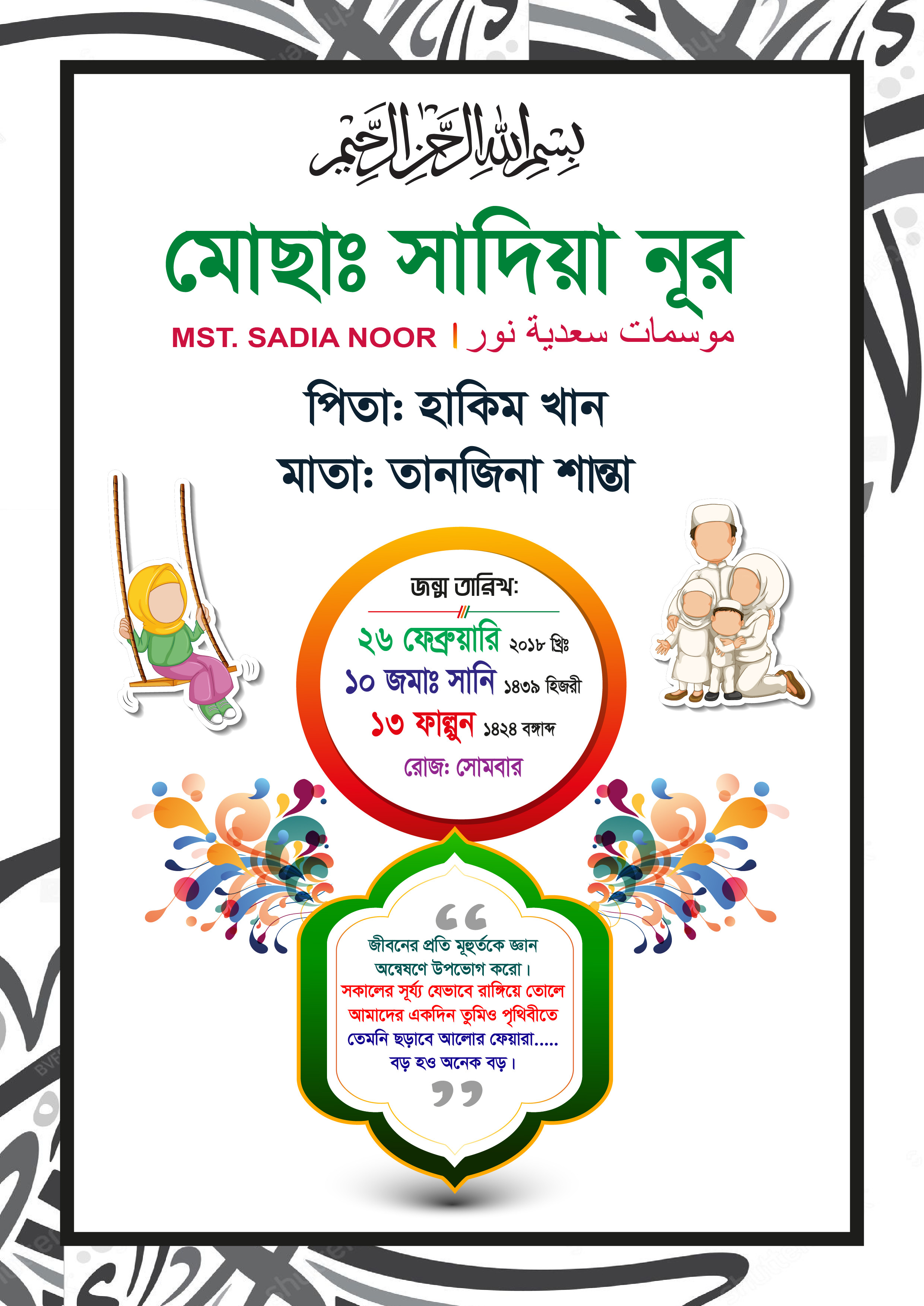 জন্ম স্মরণিকা ডিজাইন
