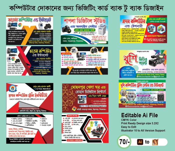 কম্পিউটার দোকানের ভিজিটিং কার্ড ডিজাইন গ্রাফিক্স ডিজাইন ফাইল