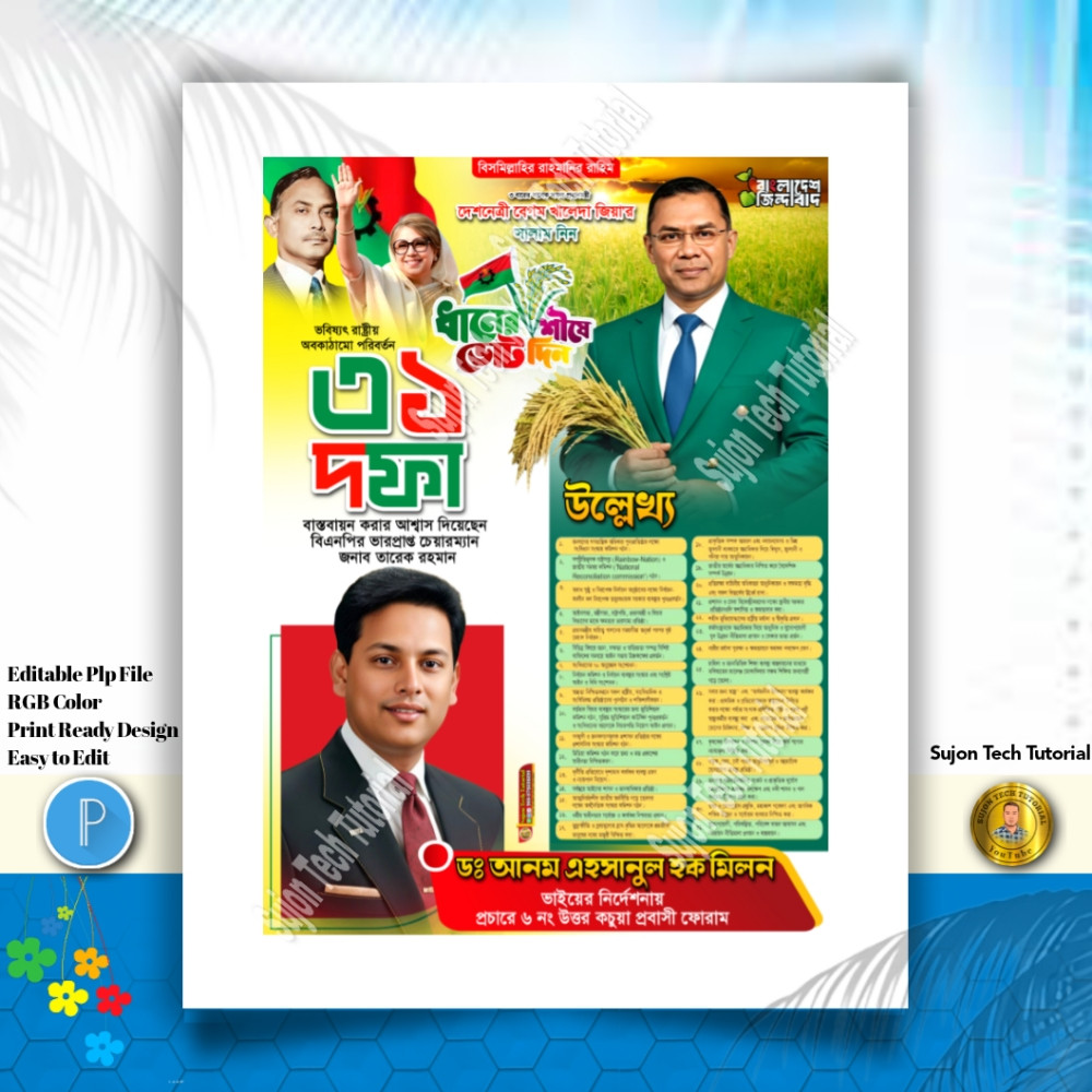 বিএনপি'র রাষ্ট্রকাঠামো মেরামতের ৩১দফা এর পোস্টার ডিজাইন.plp