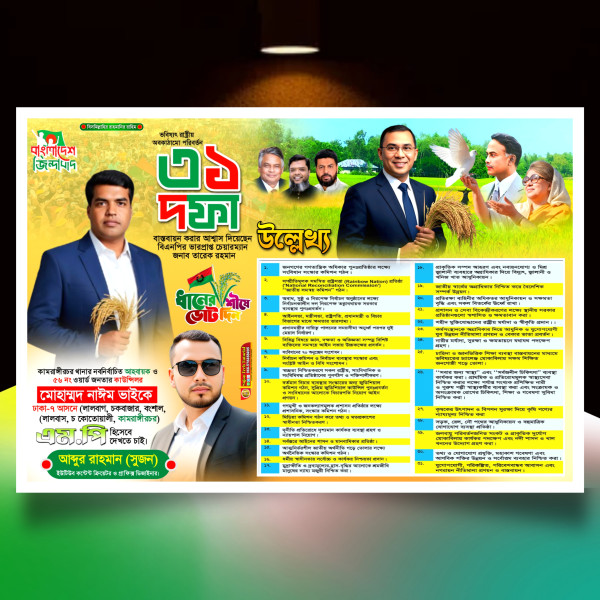 বিএনপি'র রাষ্ট্রকাঠামো মেরামতের ৩১দফা এর ব্যানার ডিজাইন.plp গ্রাফিক্স ডিজাইন ফাইল