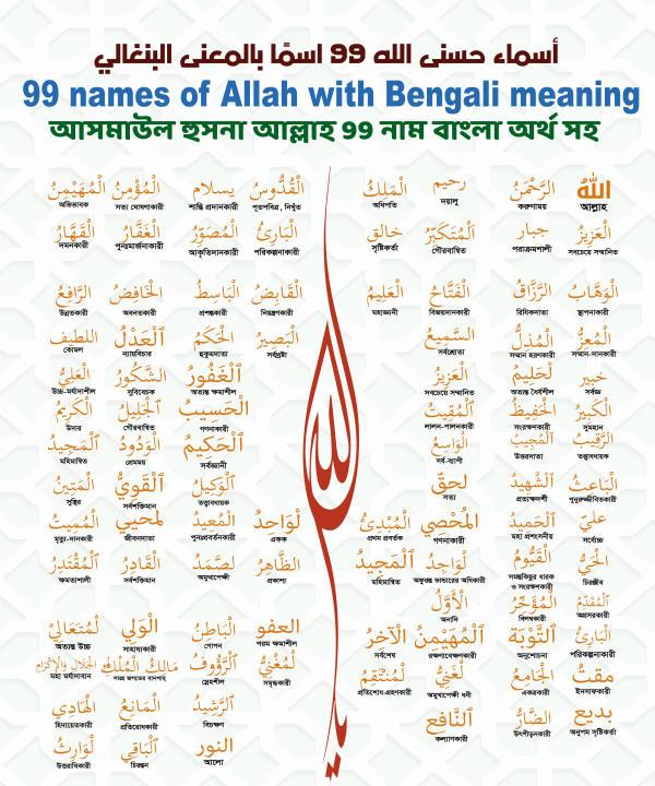 আল্লাহর ৯৯ নামের আসমাউল হুসনা ব্যানার ডিজাইন-2025 গ্রাফিক্স ডিজাইন ফাইল