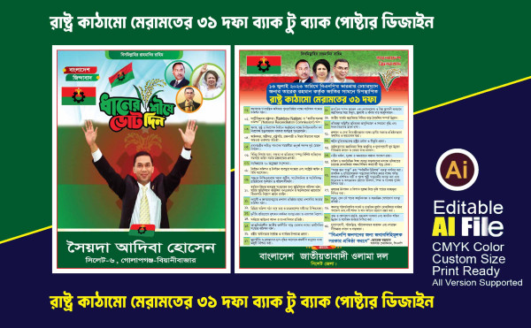 রাষ্ট্র কাঠামো ৩১দফা বিএনপি এর ব্যাক টু ব্যাক পোষ্টার ডিজাইন গ্রাফিক্স ডিজাইন ফাইল