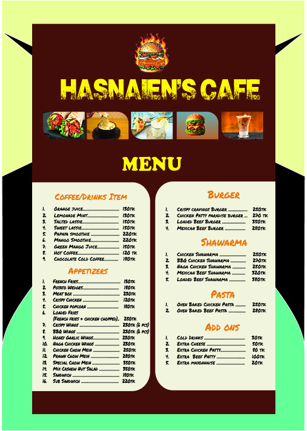 Design Menu Card রেস্টুরেন্ট মেনু কার্ড ডিজাইন