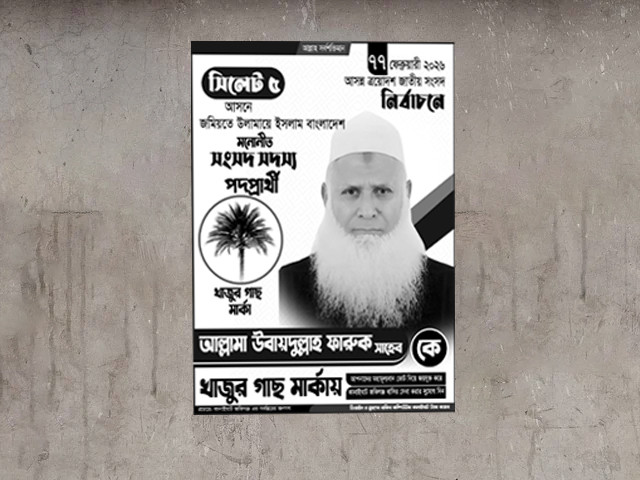 খেজুর গাছ মার্কা সংসদ সদস্য পদপ্রার্থী নির্বাচনী পোস্টার