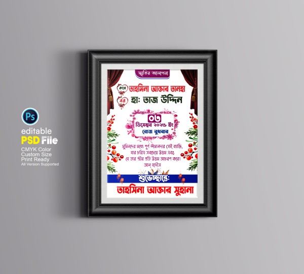জন্ম স্মরণিকা ডিজাইন গ্রাফিক্স ডিজাইন ফাইল