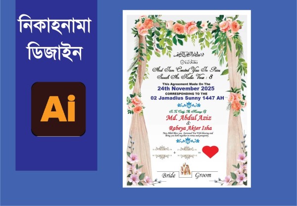 বিবাহ স্বরনিকা / নিকাহ নামা ডিজাইন গ্রাফিক্স ডিজাইন ফাইল