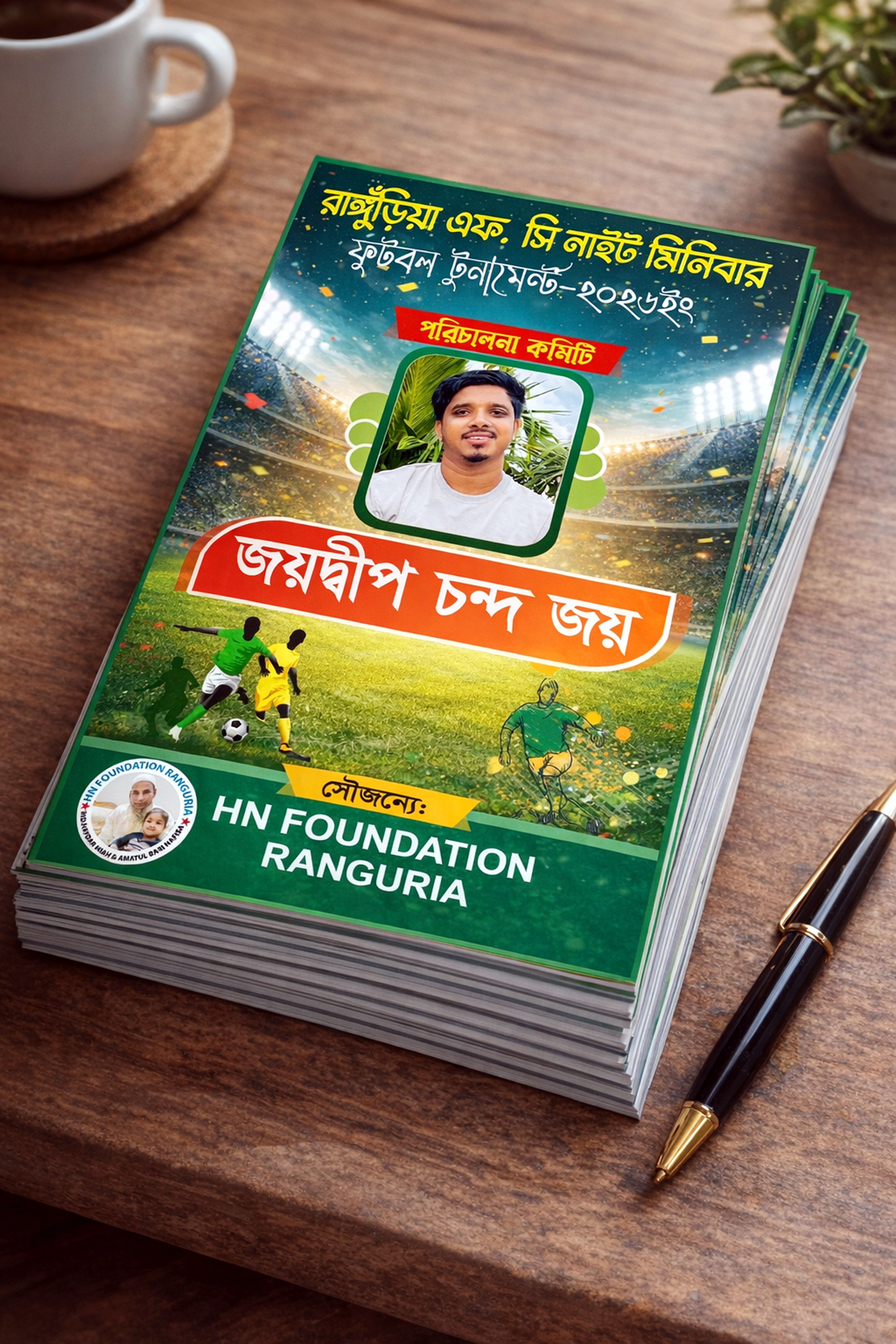 ফুটবল খেলার সেচ্ছাসেবক কার্ড ডিজাইন