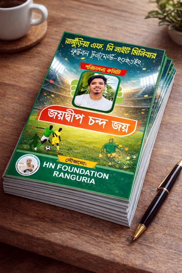 ফুটবল খেলার সেচ্ছাসেবক কার্ড ডিজাইন গ্রাফিক্স ডিজাইন ফাইল