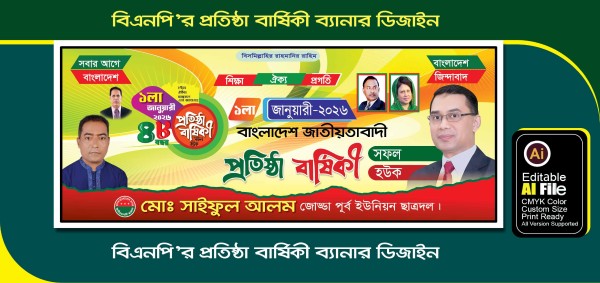 বিএনপি’র প্রতিষ্ঠা বার্ষিকী ব্যানার ডিজাইন গ্রাফিক্স ডিজাইন ফাইল