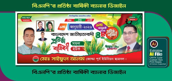 বিএনপি’র প্রতিষ্ঠা বার্ষিকী ব্যানার ডিজাইন গ্রাফিক্স ডিজাইন ফাইল