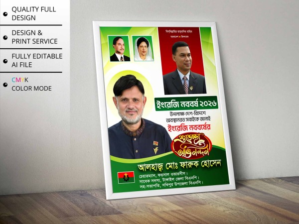 Happy New Year Poster Design | নতুন বছরের শুভেচ্ছা পোস্টার গ্রাফিক্স ডিজাইন ফাইল