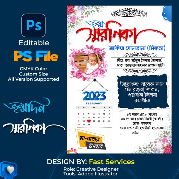 Birthday Soronika Design বিবাহ স্মরণিকা গ্রাফিক্স ডিজাইন ফাইল