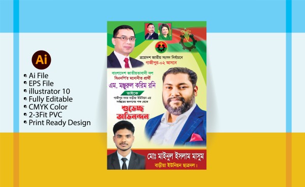 এম মঞ্জুরুল করিম রনি এর শুভেচ্ছা পোষ্টার  ডিজাইন গ্রাফিক্স ডিজাইন ফাইল