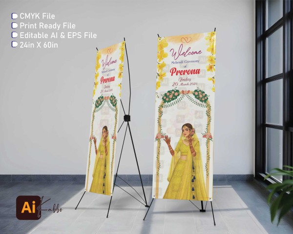 Mehendi Ceremony X Banner/মেহেদী এর এক্স ব্যানার ডিজাইন গ্রাফিক্স ডিজাইন ফাইল