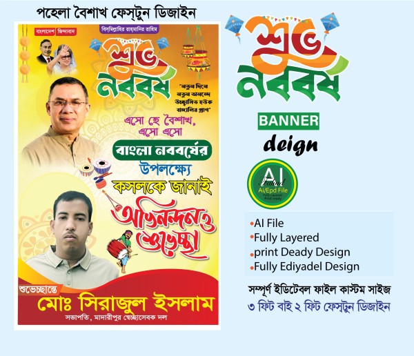 নববর্ষের শুভেচ্ছা ব্যানার ডিজাইন গ্রাফিক্স ডিজাইন ফাইল