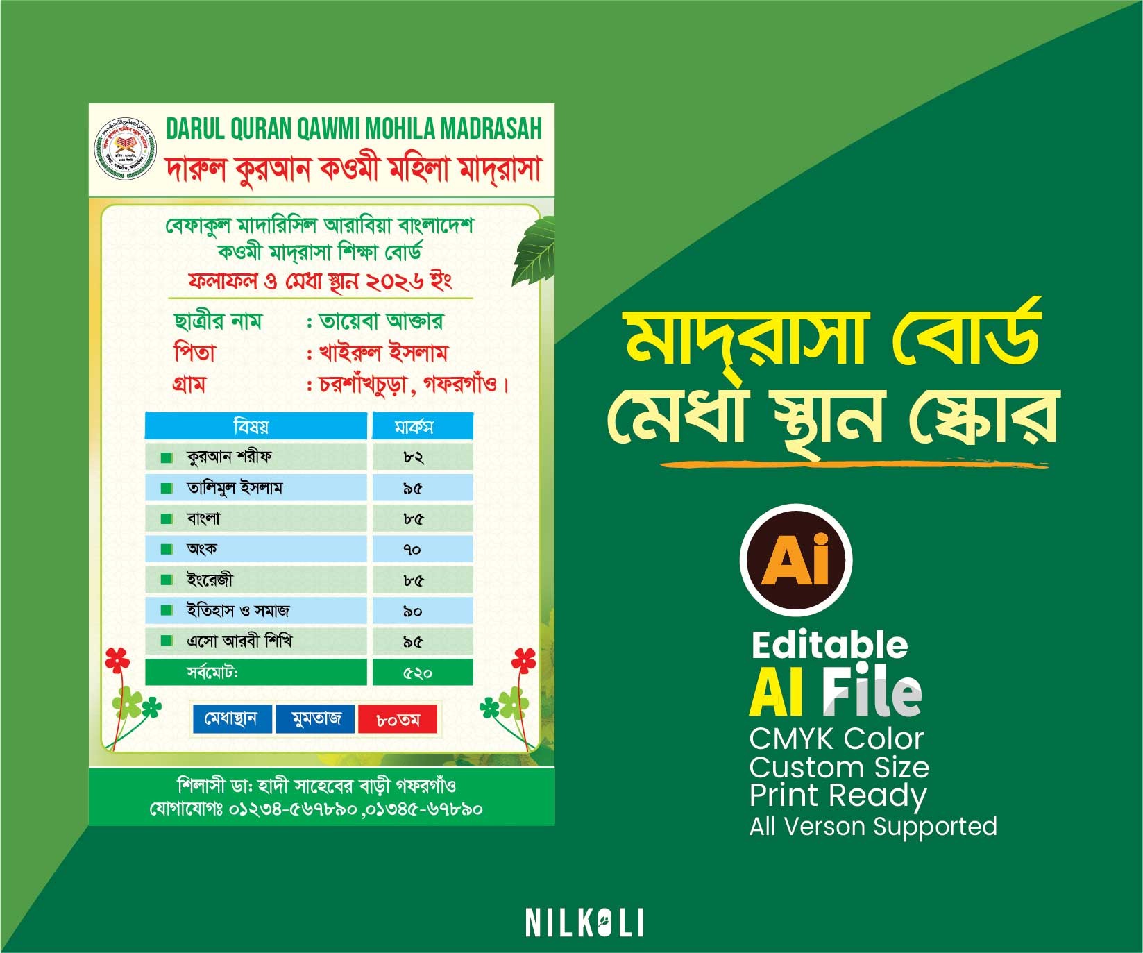 মাদ্রাসা বোর্ড রেজাল্ট মেধা স্থান ফেস্টুন