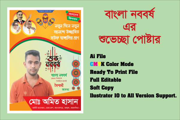 বাংলা নববর্ষের শুভেচ্ছা পোস্টার ডিজাইন গ্রাফিক্স ডিজাইন ফাইল