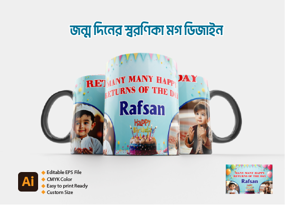 জন্ম দিনের মগ ডিজাইন