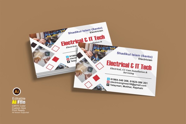 Electrical & IT Tech Visiting Card Design গ্রাফিক্স ডিজাইন ফাইল