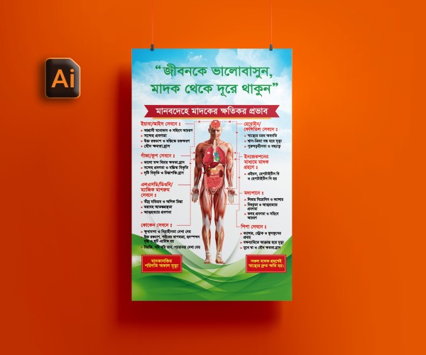 মাদক দ্রব্যের ক্ষতিকর প্রভাব Harmful Effects of Drugs গ্রাফিক্স ডিজাইন ফাইল