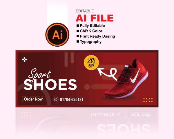 Shoe Store Banner Design জুতার দোকানের ব্যানার গ্রাফিক্স ডিজাইন ফাইল