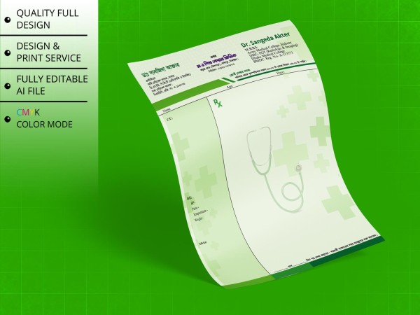 Doctor Prescription Pad Design ডাক্তারের প্রেসক্রিপশনপ প্যাড গ্রাফিক্স ডিজাইন ফাইল