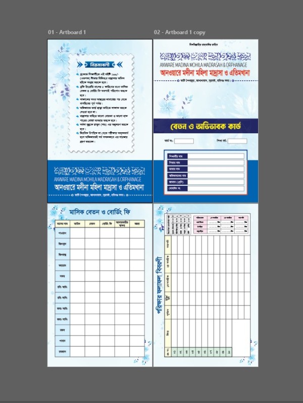 বেতন ও অভিভাবক কার্ড ডিজাইন গ্রাফিক্স ডিজাইন ফাইল