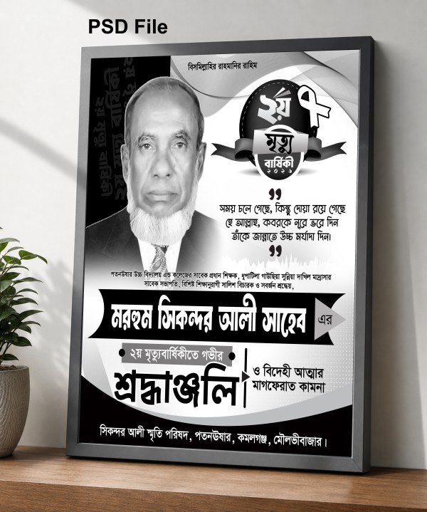 মৃত্যুবার্ষিকী ডিজাইন পোস্টার ডিজাইন গ্রাফিক্স ডিজাইন ফাইল