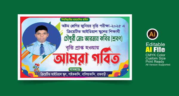 বিত্তি প্রাপ্ত হওয়ায় গর্বিত ব্যানার ডিজাইন গ্রাফিক্স ডিজাইন ফাইল