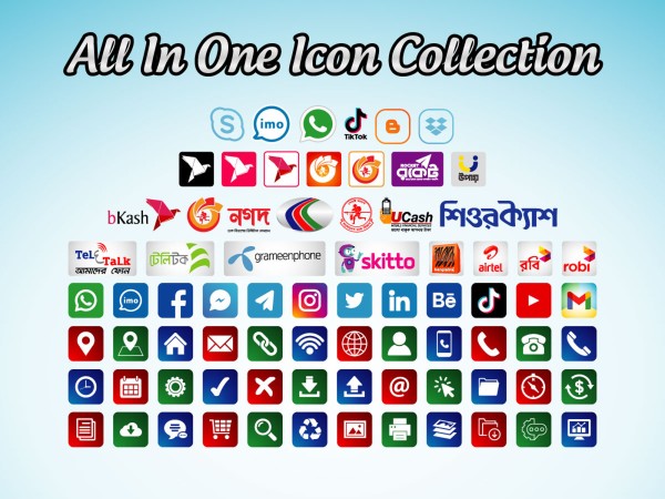 All In One Icon Collection । প্রিমিয়াম আইকন কালেকশন গ্রাফিক্স ডিজাইন ফাইল