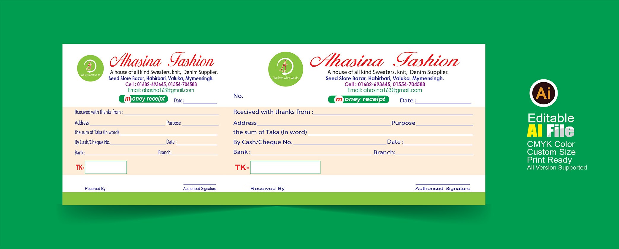 Money Receipt Design