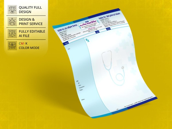 Doctor Prescription Pad Design ডাক্তারের প্রেসক্রিপশনপ প্যাড গ্রাফিক্স ডিজাইন ফাইল